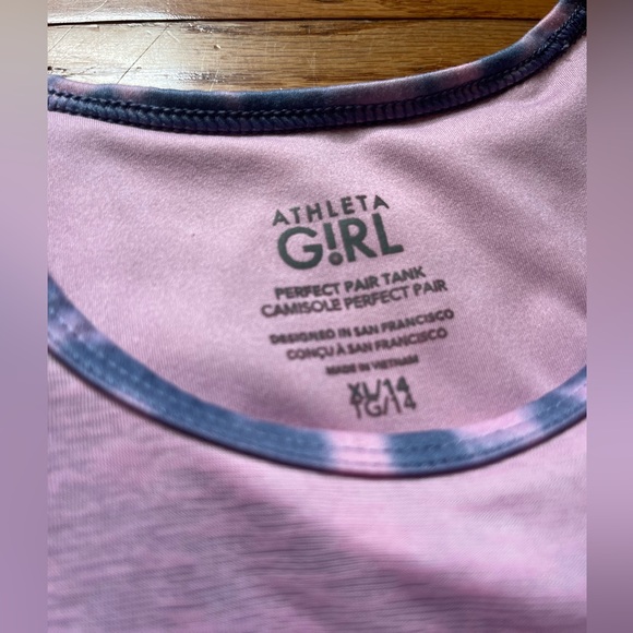 Athleta Girl “Run the World” Purple/Blue/Pink Tie-Dye Tank Top Girls 14 XL - Picture 4 of 14